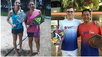 As duplas: Dani Zanelato e Thaiz Grandizoli; Marcinho Fukuiama e João Pedro participam da competição de Beach Tennis Foto: Arquivo pessoal