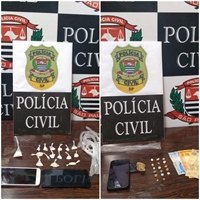 Os policiais da Dise de Votuporanga apreenderam diversos entorpecentes em Nhandeara (Foto: Divulgação/Dise)