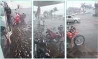 Posto na Avenida Emílio Arroyo Hernandes, no Pozzobon, sempre alaga por conta de temporais (Foto: Redes sociais)
