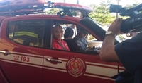 Tenente saiu do hospital em Bauru em um carro do Corpo de Bombeiros — Foto: Arquivo Pessoal