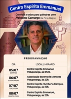 Centro Espírita Emmanuel promove ciclo de palestras com Velocino Camargo em Votuporanga