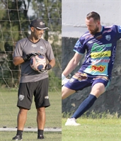 Wando, preparador de goleiros, e Edson Kölln, arqueiro do Clube Atlético Votuporanguense e melhor jogador do CAV na A2 (Foto: Rafael Bento/CAV)