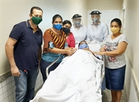 Familiares foram receber Wagner Alves Machado quando ele deixou a UTI da Santa Casa