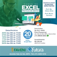 Curso terá carga horária de 20 horas e vai ensinar como montar planilhas ‘limpas’ e organizadas (Imagem: Divulgação)