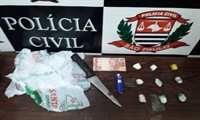 Os policiais apreenderam na residência do indiciado algumas porções de maconha, dinheiro e material utilizado na embalagem  (Foto: Divulgação/Dise)