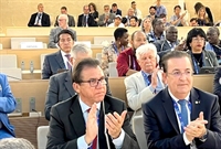 O deputado federal Luiz Carlos Motta (PL) está em Genebra, na Suíça, com o ministro Luiz Marinho para a Conferência Internacional do Trabalho (Foto: Assessoria)
