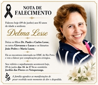 Falece Delma Lesse, aos 83 anos