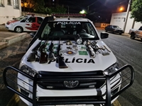 O armamento utilizado não tinha registro nos órgãos competentes e também não portavam autorização do Ibama (Foto: Polícia Ambiental)