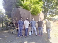 Uma equipe da Secretaria de Obras, comandada por Salvador Castrequini, acompanhado dos servidores Jonatas Mateus Trevisan e Adilson de Souza Xavier, além do secretário de Governo, Alexandre Giora, e o vereador Jura fizeram uma visita técnica à área.  (Foto: Arquivo pessoal)