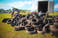 Mais de 4 toneladas de pneus inservíveis foram recolhidos pela Prefeitura de Valentim Gentil e receberão a destinação correta (Foto: Prefeitura de Valentim Gentil)