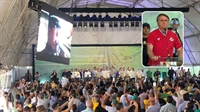 Cerca de 200 moradores de Votuporanga saíram de moto da cidade para recepcionar o presidente Bolsonaro em Rio Preto (Foto: Arquivo pessoal)