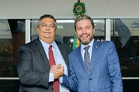 O deputado federal Fausto Pinato, que tem base na região, se reuniu com o ministro da Justiça, Flávio Dino, em Brasília (Foto: Assessoria)