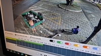 Os equipamentos flagraram vândalos rasgando os sacos de lixo depositados corretamente por feirantes em um container (Foto: Reprodução)