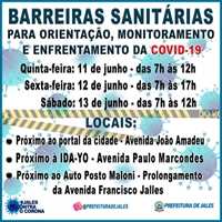 Prefeitura de Jales implantou as barreiras sanitárias 