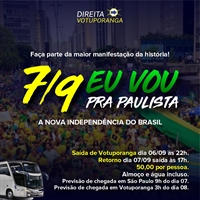 Uma caravana está sendo organizada pelo grupo “Direita Votuporanga” para os atos em favor de Bolsonaro em 7 de setembro (Foto: Divulgação)