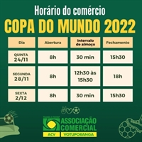 Calendário da ACV apresenta sugestões para o funcionamento do comércio de Votuporanga durante os jogos do Brasil na Copa (Foto: Reprodução)