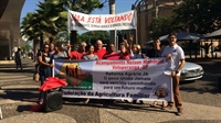 Em Votuporanga, a mobilização do Partido dos Trabalhadores em favor de Lula ocorreu na Concha Acústica (Foto: Aline Ruiz/A Cidade)