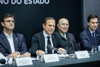Vice-governador Rodrigo Garcia, João Doria, Henrique Meirelles e Gustavo Junqueira (Foto: Governo do Estado)