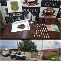 A Dise apreendeu diversas porções de cocaína, maconha, dinheiro e material usado no preparo dos entorpecentes (Foto: Divulgação/Dise)