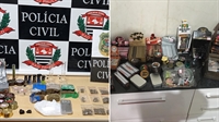 Os policiais encontraram drogas e materiais usados para consumí-las na residência do casal (Fotos: Divulgação/Dise)