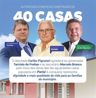 Construção de 40 casas populares é autorizada em Parisi