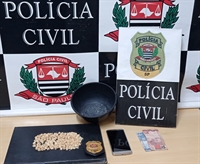 N.R.B., de 53 anos, e seu filho N.R.M.B., de 20 anos, oram autuados em flagrante pelos crimes de tráfico de drogas e associação para o tráfico  (Foto: Divulgação/Polícia Civil)