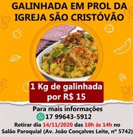 A tradicional galinhada da paróquia será no dia 14 de novembro, com o valor R$ 15 e os ingressos serão vendidos apenas antecipadamente (Foto: Divulgação)
