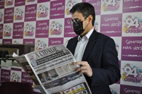 Antes de seguir com a agenda pública, Rodrigo Garcia concedeu entrevista exclusiva à Cidade FM (A Cidade)