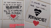 Mensagens positivas foram deixadas em banheiro de escola Foto: Instagram / Reproduçã