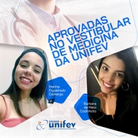As egressas do Colégio Unifev Barbara de Melo Codinhoto e Marina Figueiredo Camargo, ambas com 18 anos, destacaram-se no Vestibular de Medicina da UNIFEV (Foto: Unifev)