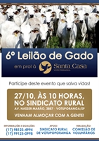 Leilão de gado em prol à Santa Casa é neste domingo (Foto: Santa Casa de Votuporanga)
