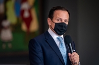 João Doria durante o pronunciamento na coletiva de imprensa