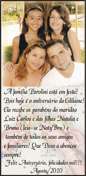 Milton José dos Santos comemora hoje mais um ano de vida e recebe o carinho especial de sua esposa estilista Vânia e de seu filho, DJ Ayslan, e logo mais à noite de todos os seus amigos e familiares que estarão reunidos no Rancho Quinlan na Expô Fisav.