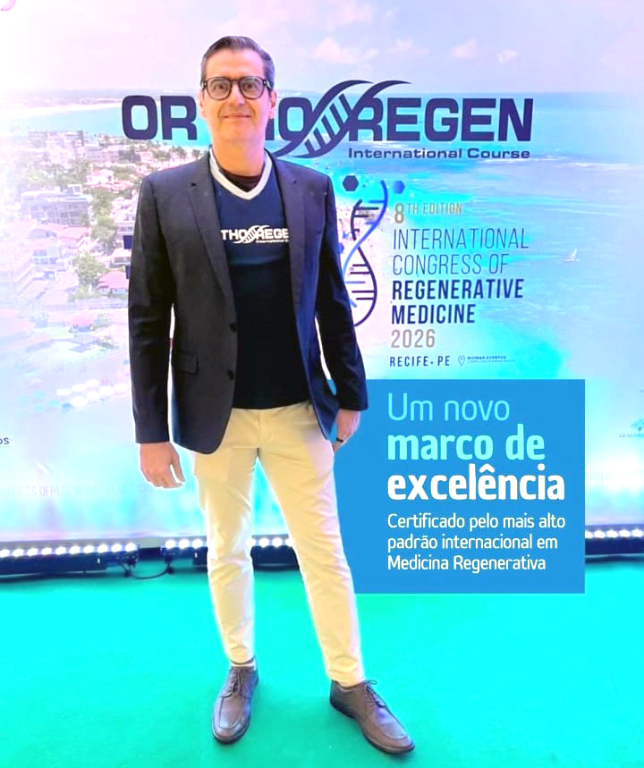 Nossa homenagem de hoje é dedicada ao respeitado médico Dr. Alexandre Henrique Caetano de Pharma, que concluiu sua especialização em Medicina Regenerativa pela Orthoregen International Course, integrando a turma 11, e foi aprovado com louvor pela Academia Americana de Medicina Regenerativa. Parabéns, Dr. Alexandre Pharma, por essa importante conquista! É motivo de orgulho contar com profissionais como o senhor, que estão sempre em busca de técnicas inovadoras e constante aprimoramento, contribuindo para avanços no tratamento das articulações e para a qualidade de vida de seus pacientes.